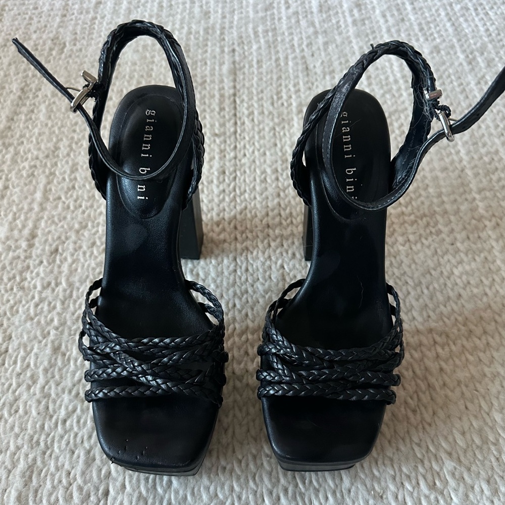 Gianni Bini Black Rope Braided Platform Heels Size 7 - Picture 3 of 10
